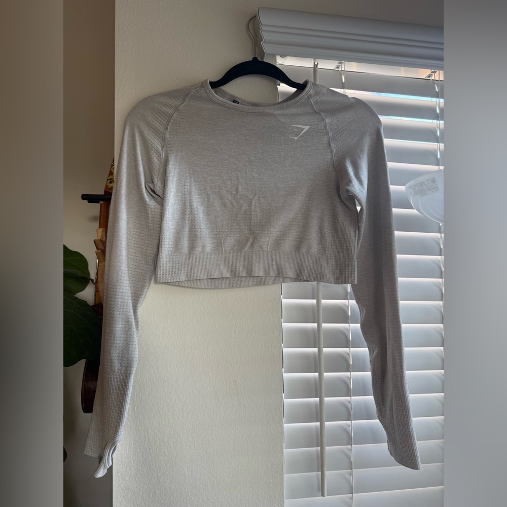 Gymshark Vital Crop Top Light Gray Marl Size Large - Picture 2 of 4
